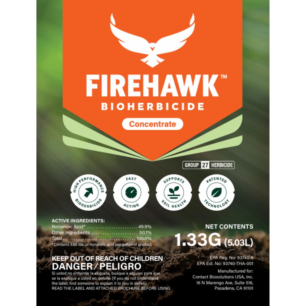 FireHawk® Bioherbicide 1.33 Gal Concentrate – High Performance Weed and Grass Killer – Visible Results in Hours. for the Control of Broadleaf Weeds, Grasses & Mosses – Makes 28 Gallons of Solution
