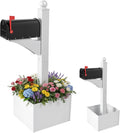 Colingmill White and Black Iron Mailbox Posts with Mailbox and Planter Box for Outside Decorative Ground Mounting Post 56 Inch / 4.6 ft Tall Heavy Duty Stand for Outdoor Use