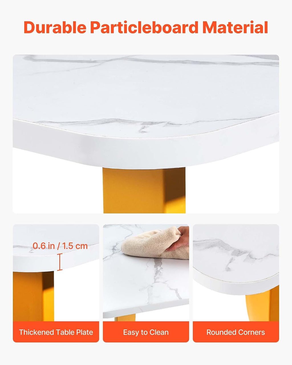 VEVOR Executive Desk, 63' W x 31.5' D Large Office Desk, Modern Computer Table Conference Meeting Room Table, Business Furniture Enlarged Desktop for Home Office, White and Gold