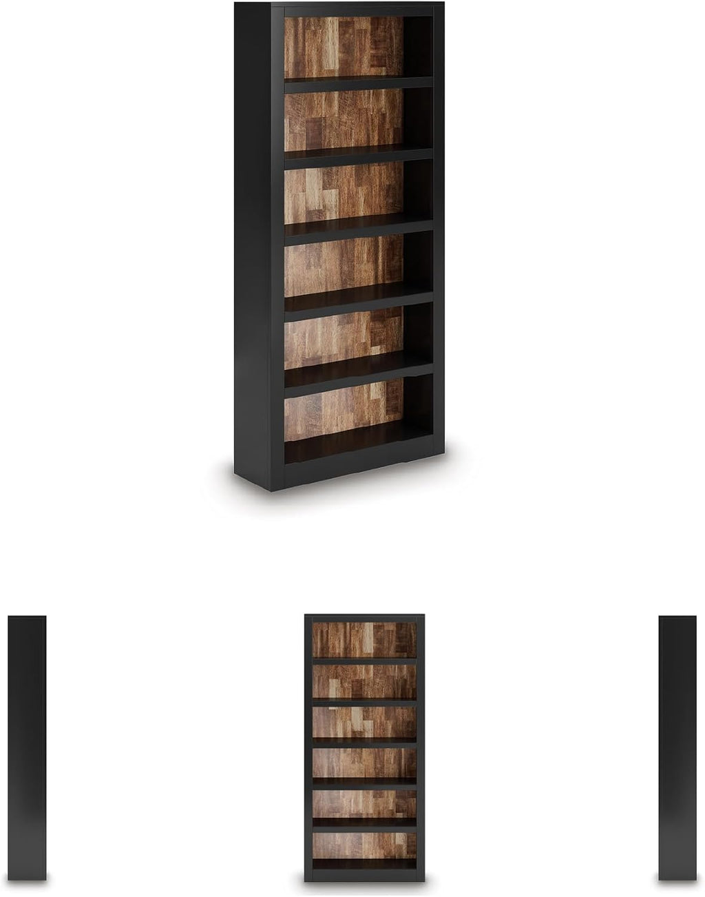 Signature Design by Ashley Wildenauer Farmhouse 75' Bookcase with 2 Fixed Shelves and 4 Adjustable Shelves, Black & Light Brown