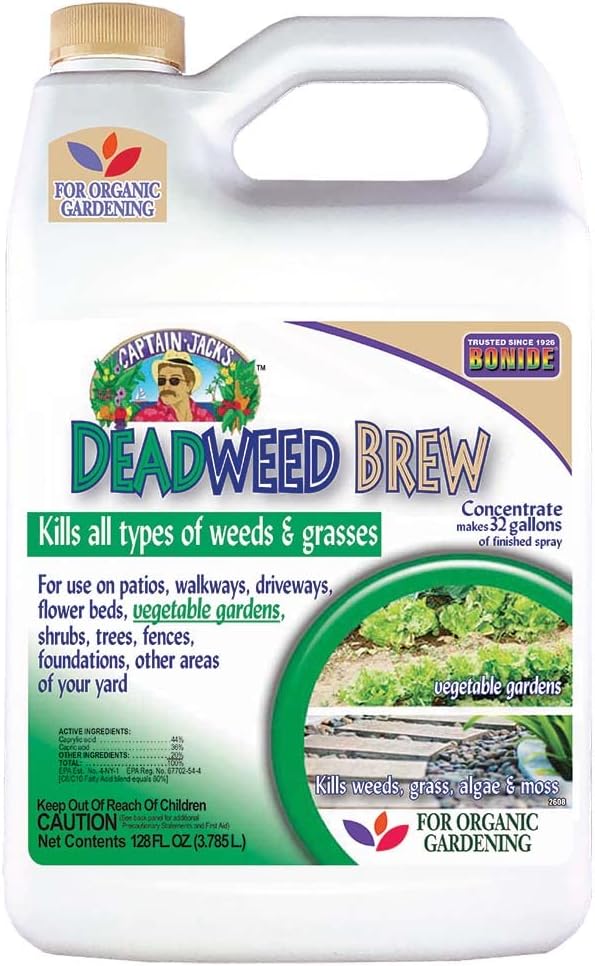 Bonide Captain Jack's Deadweed Brew, 128 oz Concentrate for All Types of Weeds and Grasses, for Organic Home Gardening
