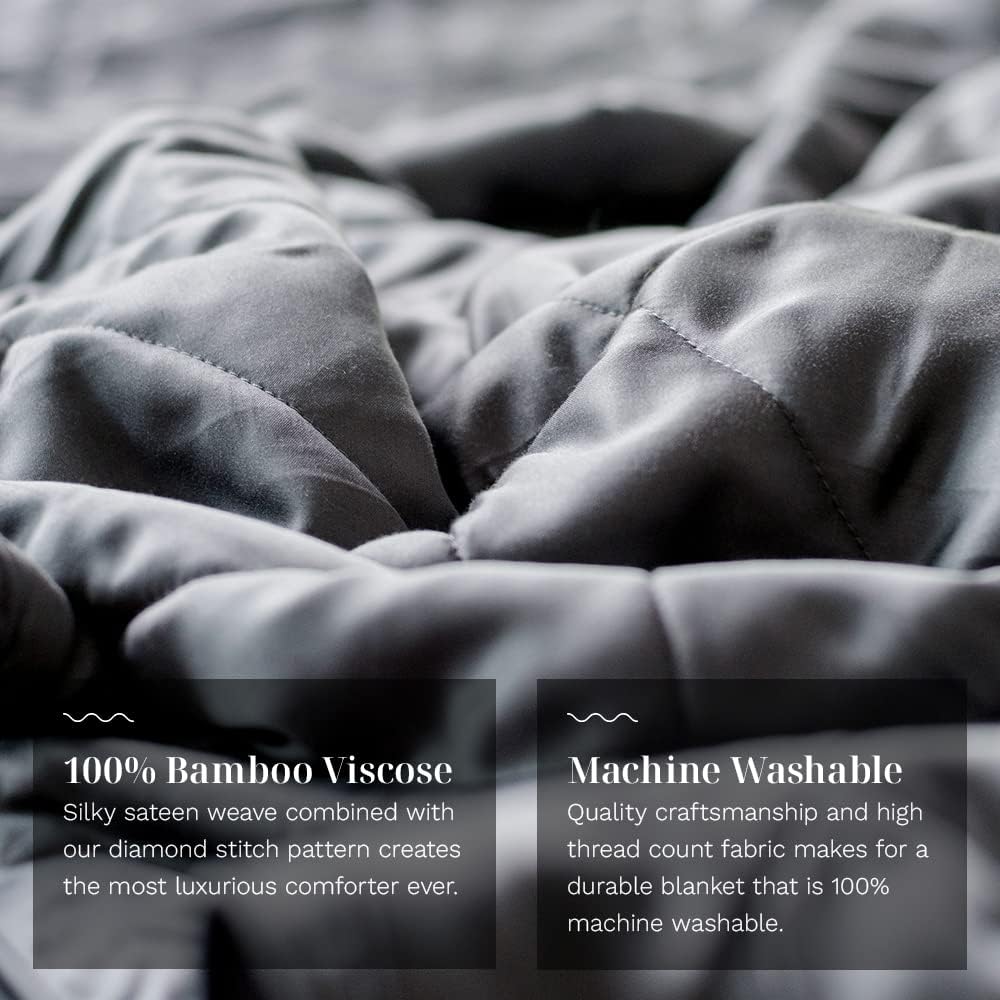 LUXOME Lightweight Blanket | 100% Rayon (Viscose) from Bamboo Fabric & Fill | Full/Queen - 86'x92' | Super Soft | Thermal-Regulating | Charcoal