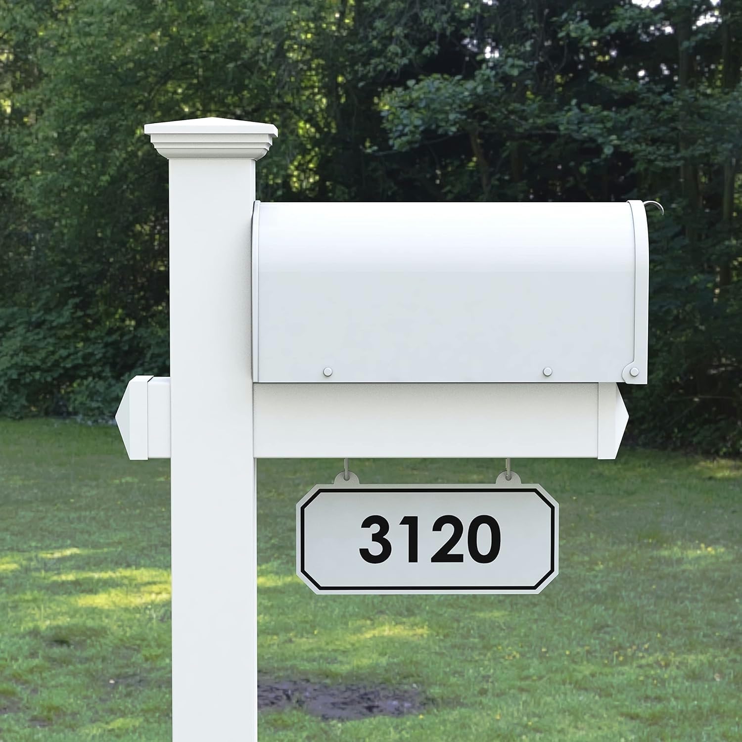 4Ever Products The Amelia Vinyl Mailbox Post System - Includes Steel Mailbox and Custom Street Address (White Mailbox)