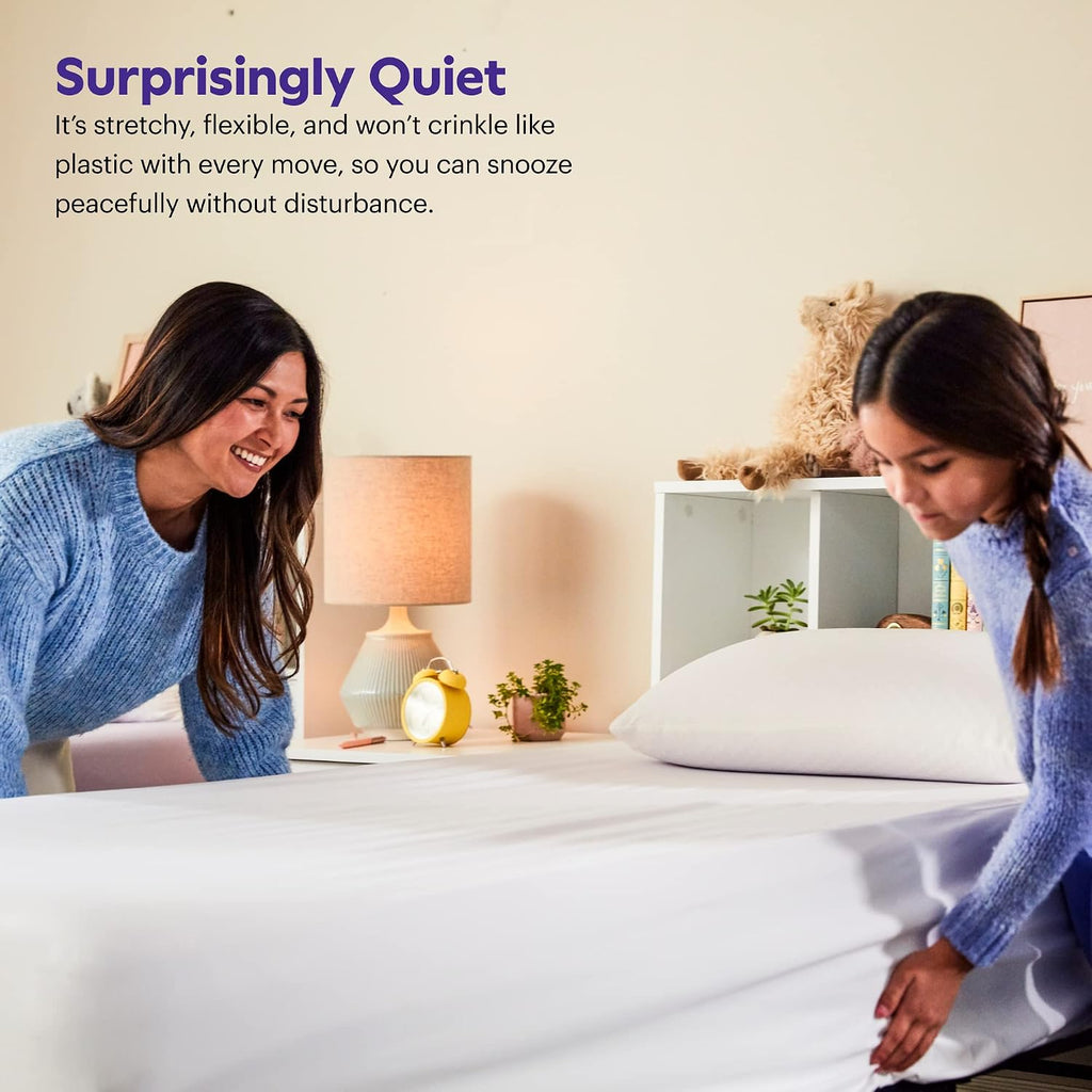 Purple Mattress Protector - Queen Size, 13' Deep, Five-Sided Dual Defense, Stain-Resistant & Machine-Washable, Protects Against Kids, Pets, Food & More