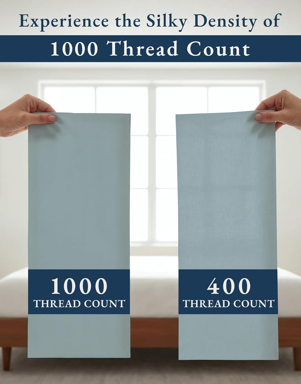LANE LINEN Ultra Soft California King Sheets Set - 1000 Thread Count, 100% Egyptian Cotton Fully Elasticized with French Seam on Fitted Hotel Like Thick Luxury Cal King Bed Sheets- French Blue