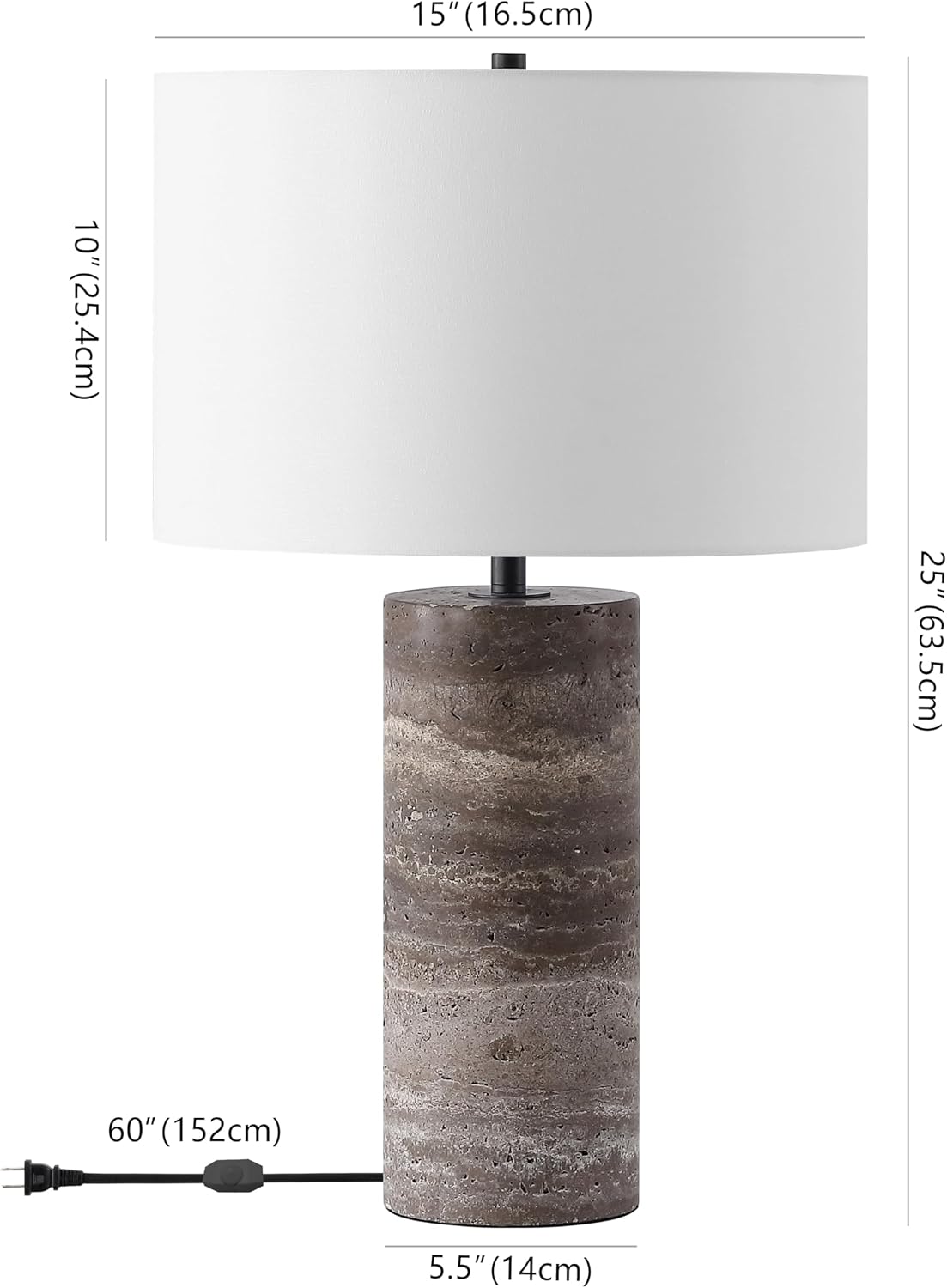 SAFAVIEH Couture Lighting Collection Rynetta Dark Brown/White 24-inch Dimmable Table Lamp for Bedroom Living Room Home Office Desk Nightstand (LED Bulb Included)