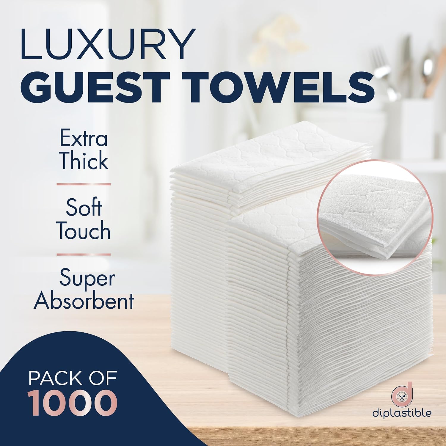 Disposable Guest Towels 1000 Pack - White Napkins for Guest Bathroom, Heavy Duty Disposable Hand Towels, Ultra Absorbent Linen Feel Paper Napkins for Bathroom, Parties and Events