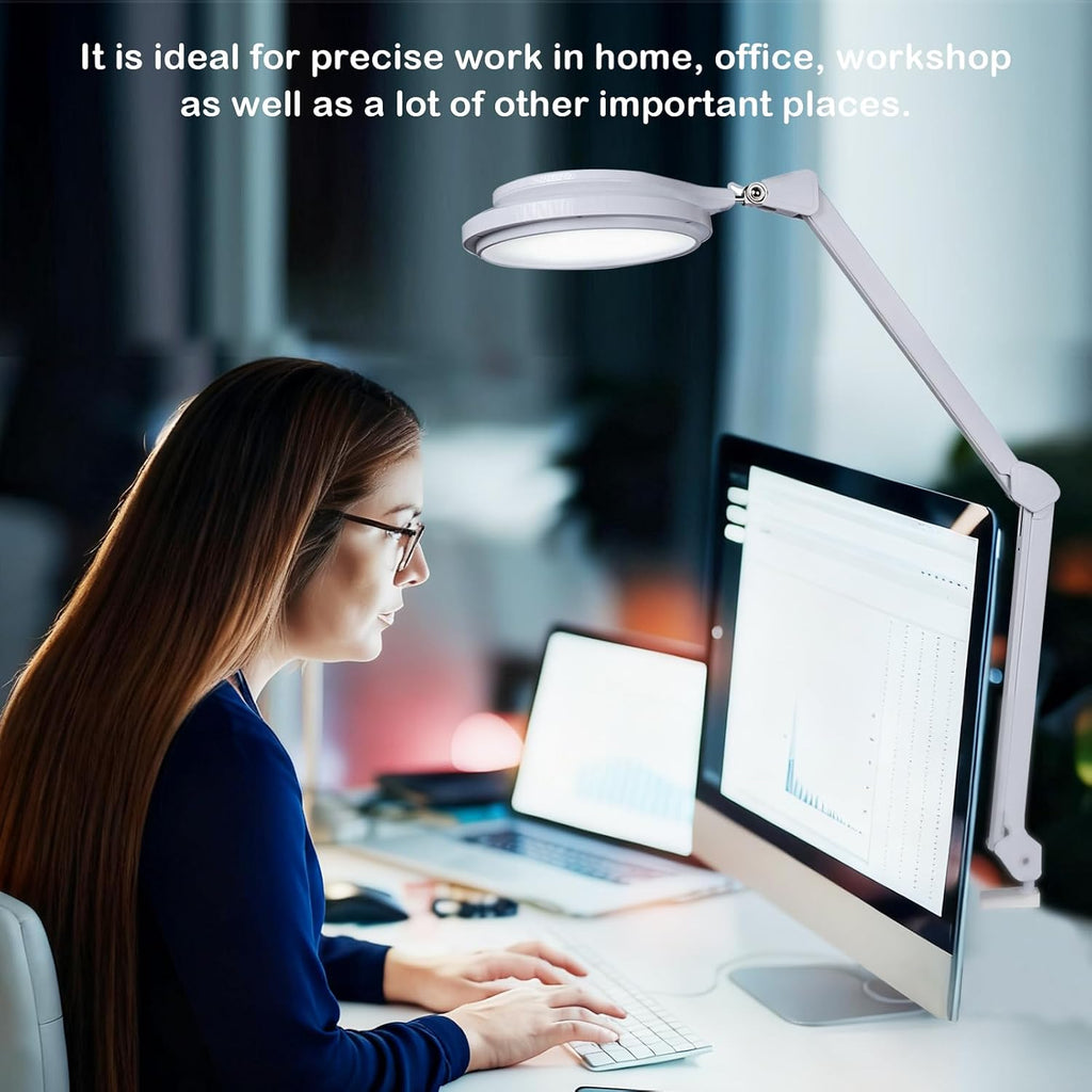 30W LED Desk Lamp with Clamp, 95+CRI, 5 CCT Modes & Dimmable, High CRI>95, Flexible Adjustable Task Light for Office, Makeup, Workbench, Crafts(White)