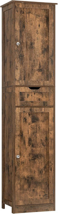 Iwell 67' Tall Storage Cabinet, Bathroom Cabinet with Drawer & Adjustable Shelves, Narrow Storage Cabinet, Floor Cabinet for Living Room, Home Office, Rustic Brown