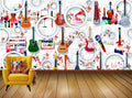 Avikalp Exclusive AVZ1502 Musical Instruments Notes Microphones Wine Galsses Butterflies HD 3D Wall Sticker(365cm x 304cm)