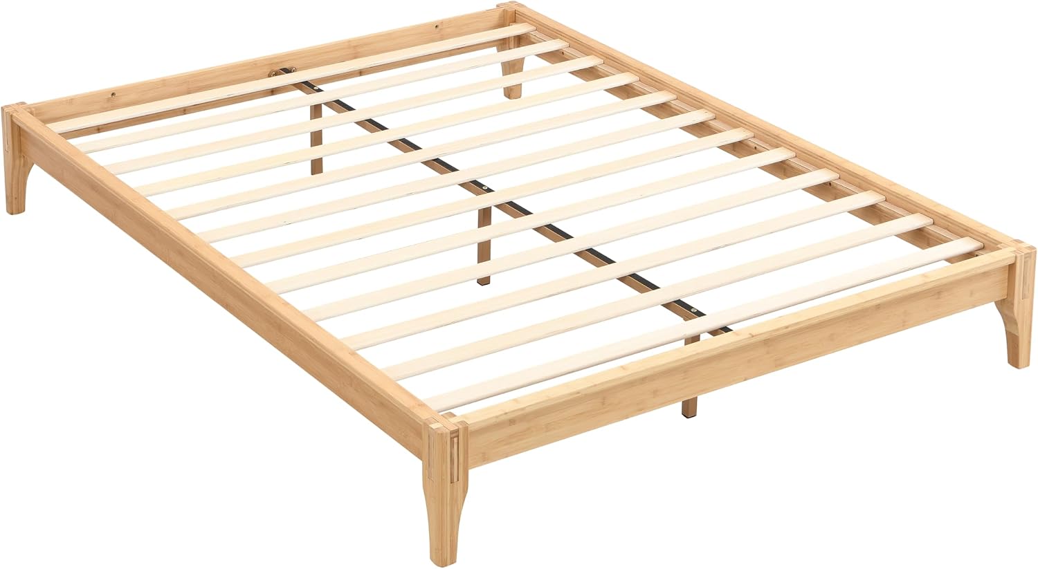 Merax Full Size Bamboo Platform Bed, Mid-Century Modern Bed Frame with Wood Slat Support, No Box Spring Needed, Easy Tool-Free Assembly, Natural