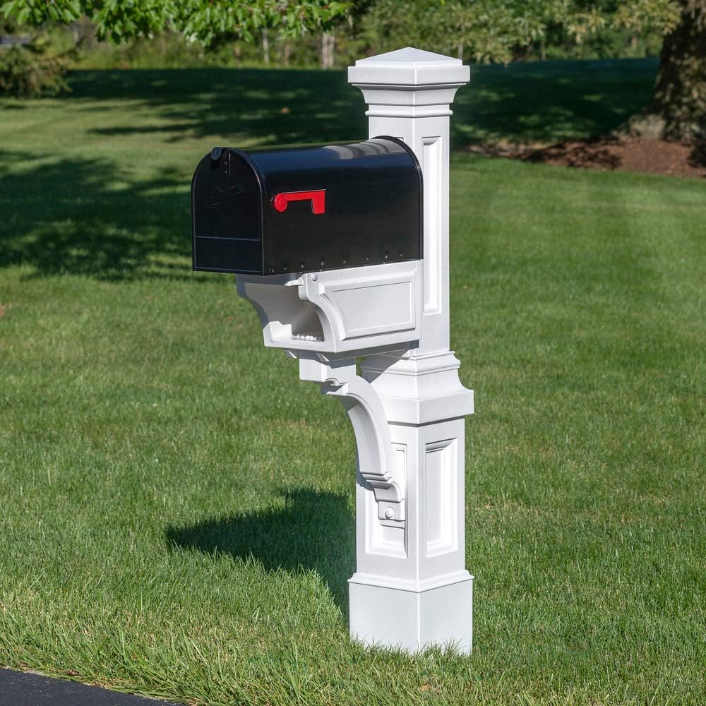 Step2 Atherton Mail Post, Mailbox Not Included, Weather Resistant, Large Outdoor Mailbox Post, Made of Durable Plastic, Easy to Install, Classic White