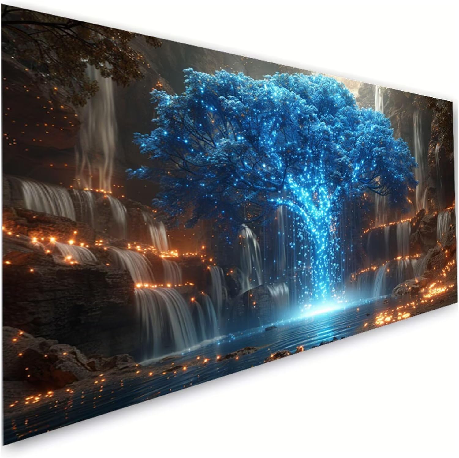 Diamond Painting Tree Diamond Art Kits for Adults, Dimond Art Paintings Waterfall Paint by Numbers Kit for Beginner, DIY Full Drill Gem Arts and Crafts Painting, Home Wall Decor 40x88 Inch R2-995