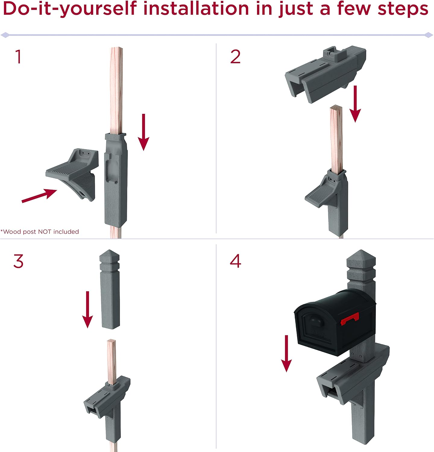 Step2 Highland Extra Large Mailbox & Post, Weather Resistant, Large Outdoor Mailboxes, Made of Durable Plastic, Easy to Install, Flag Included, Dark Cedar