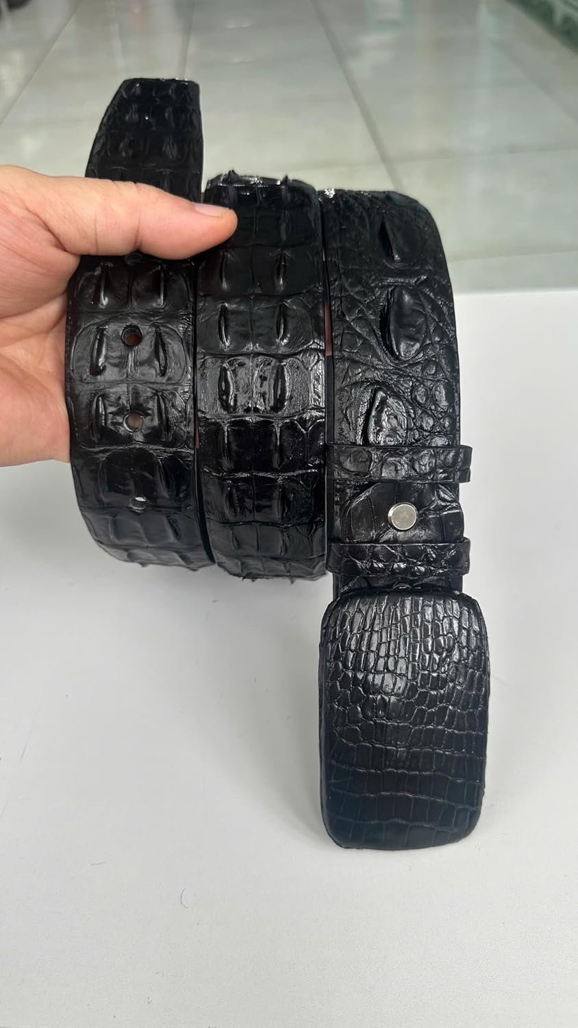 Genuine Alligator Leather Belts Buckle for Men, Crocodile Skin Belt for Mens