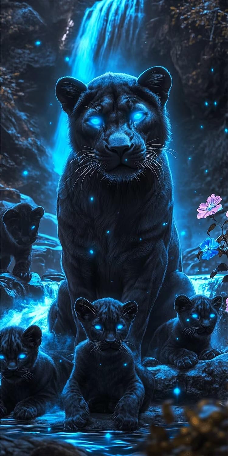 Diamond Art Kits for Adults Lion Diamond Painting Kits, 5D DIY Square Black Full Drill Dimond Art Paintings Crystal Rhinestones Crafts for Adults for Home Wall Decor, Large Size 36 x 72 Inch, Model942