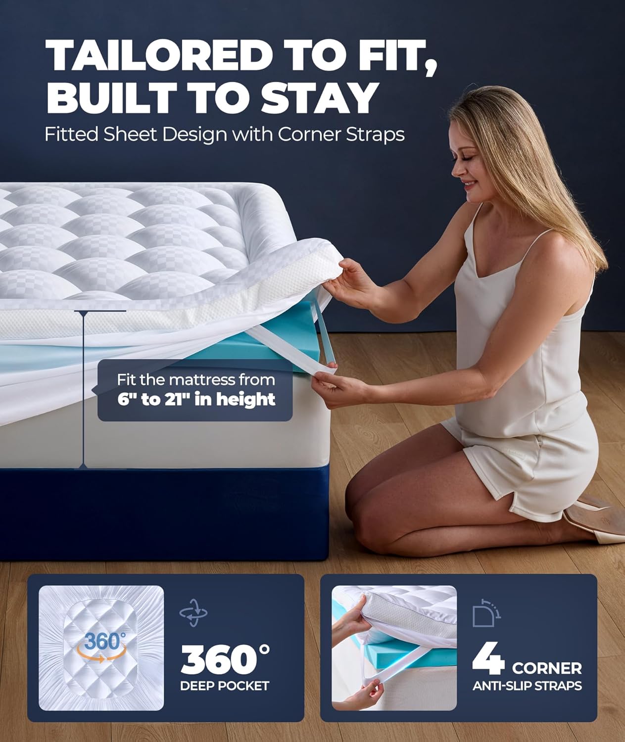 5 Inch Mega Support Memory Foam Mattress Topper for Pressure Relief, Dual Layer 2.5' Pillow Top Mattress Topper Plus 2.5' Cooling Gel Infused Memory Foam Mattress Pad (California King)