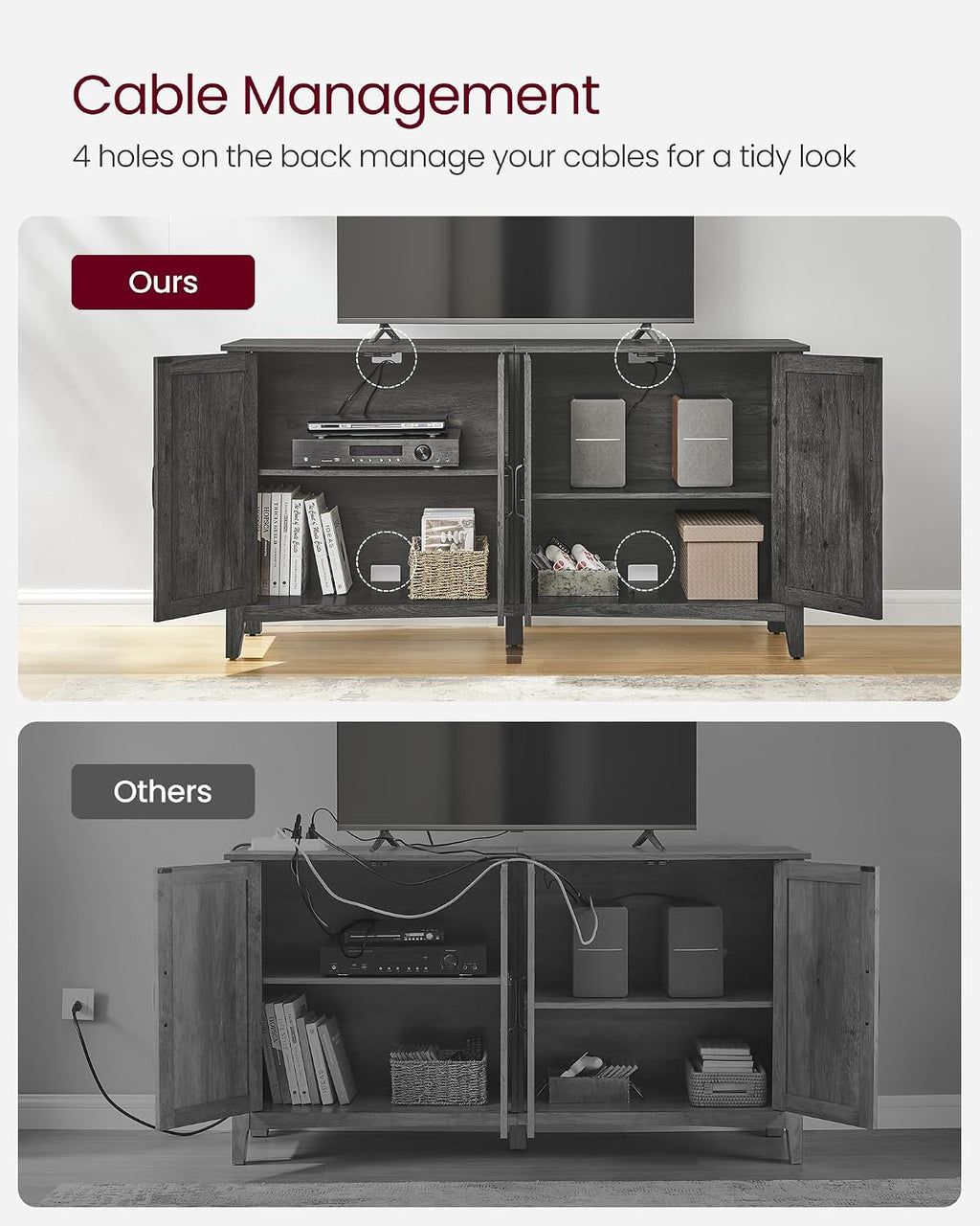 VASAGLE LIRY Collection - Storage Cabinet, Buffet Cabinet, Sideboard, Credenza, with Adjustable Shelves, for Living Room, Entryway, Antique Charcoal ULSC381T04