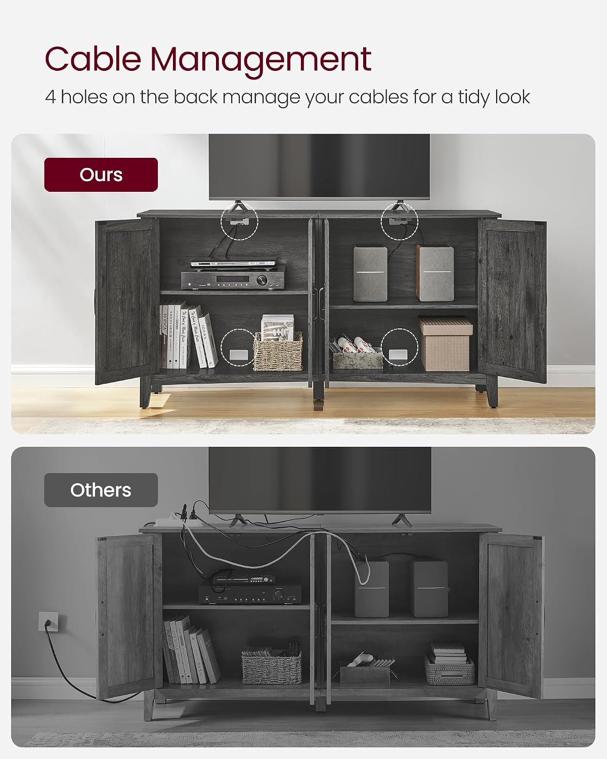 VASAGLE LIRY Collection - Storage Cabinet, Buffet Cabinet, Sideboard, Credenza, with Adjustable Shelves, for Living Room, Entryway, Antique Charcoal ULSC381T04