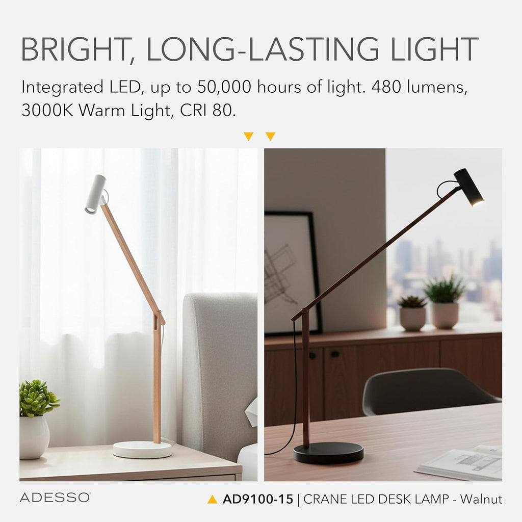 ADS360 AD9100-15 Crane LED Desk Lamp,Walnut/Black