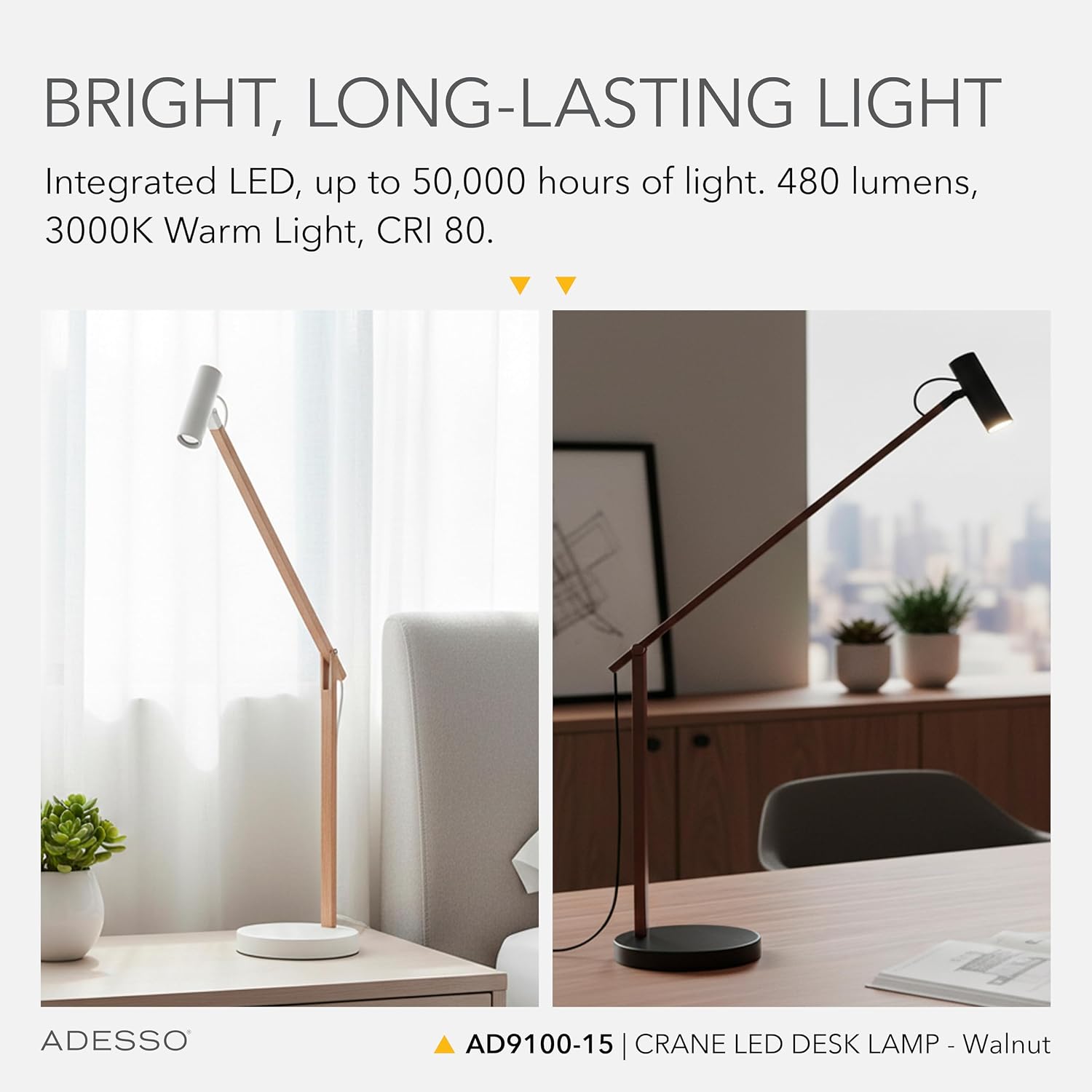 ADS360 AD9100-15 Crane LED Desk Lamp,Walnut/Black