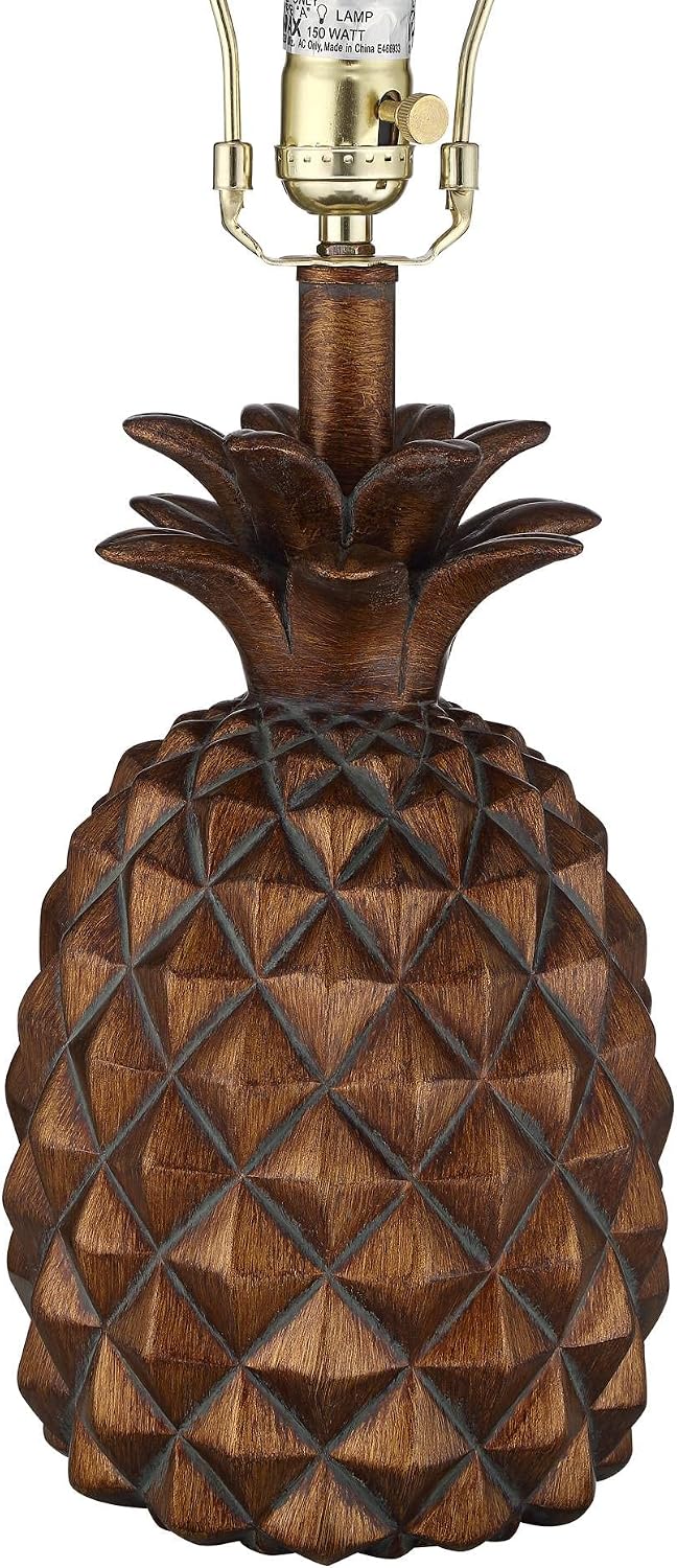 Regency Hill Paget 23 3/4' High Pineapple Small Coastal Tropical Accent Table Lamps Set of 2 Brown Living Room Bedroom Bedside Nightstand House Office Home Reading Fabric Oatmeal Shade