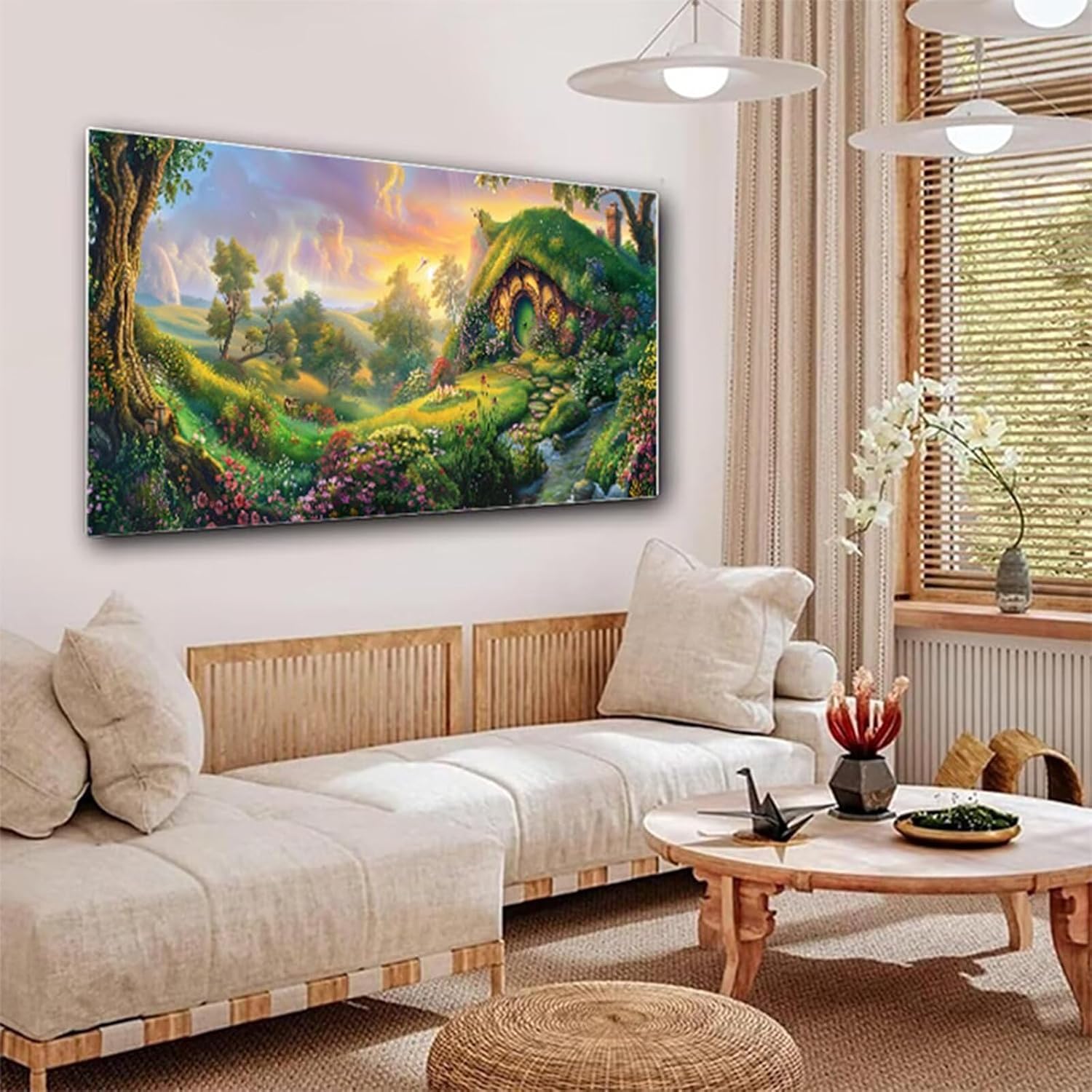 Large Diamond Art Kits for Adults, Diamond Painting Landscape Dimond Painting Plant Wall Art Mosaic Kits, DIY Crystal Arts & Crafts Canvas Paintings, Hobbies for Women, Room Decor 120 x 40inch Z4-42