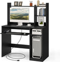 Tangkula Computer Desk with Storage Hutch & Charging Station, Home Office Study Writing Desk with Bookshelf, Keyboard Tray & CPU Stand, Modern Laptop PC Desk, Computer Workstation for Study, Bedroom