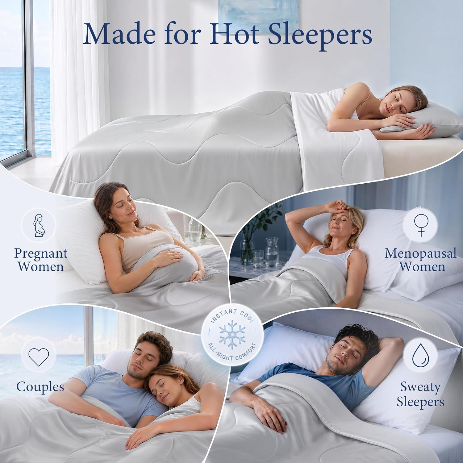 Cooling Blanket Comforter Hot Sleepers Twin/Twin XL Soft Cooling Blanket, Double-Sided Cool Bedding for Night Sweats, All-Season Lightweight Comforter(68 * 90inch, Black)