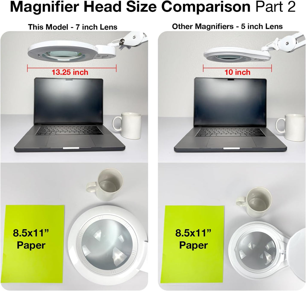 (7 inch Glass Lens) 2.25X, 5 Diopter, Professional LED Magnifying Lamp with Clamp, 4 Brightness Levels, 5600-6000K Daylight Bright, 1200 Lumens, 84 SMD LEDs, Adjustable Arm, BoliOptics MG16304321