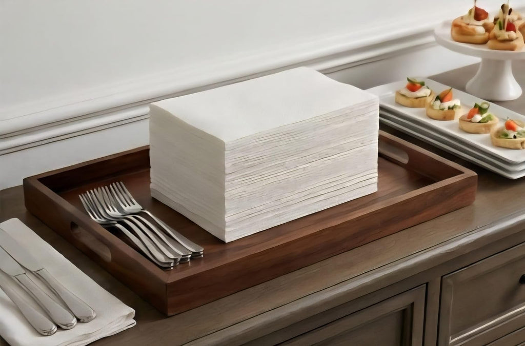 1200 Lillian Disposable Bathroom Napkins | Single-Use Linen-Feel Guest Towels | Cloth-Like Hand Tissue Paper, White, 12' x 17', White