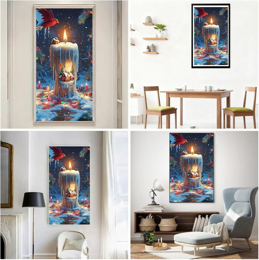 Diamond Art Kits for Adults Christmas Diamond Painting Kits, 5D DIY Square Candle Full Drill Dimond Art Paintings Crystal Crafts for Adults for Gift Home Wall Decor, Large Size 40 x 80 Inch, Model672