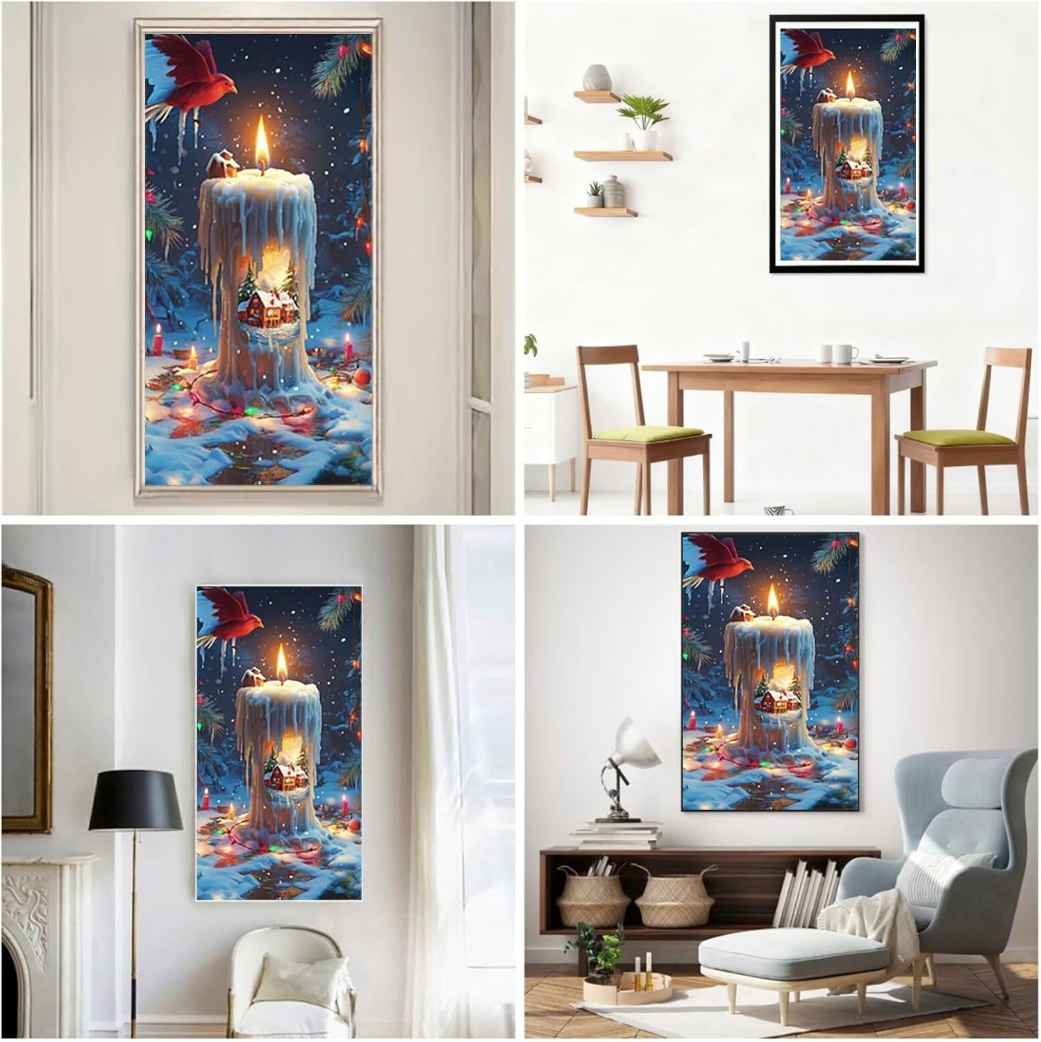 Diamond Art Kits for Adults Christmas Diamond Painting Kits, 5D DIY Square Candle Full Drill Dimond Art Paintings Crystal Crafts for Adults for Gift Home Wall Decor, Large Size 40 x 80 Inch, Model672