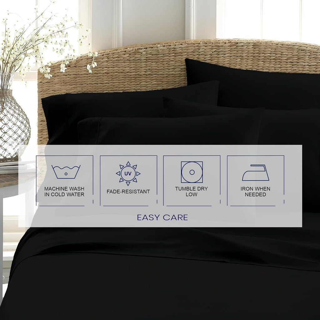 Kotton Culture Bed Sheets 4 Piece 100% Egyptian Cotton 600 Thread Count Soft Crisp Cooling Cotton Luxury Hotel Sheets Thick with 16' Inch Deep Pocket Snug Fit Smooth Sateen Weave (Black,Alaskan King)