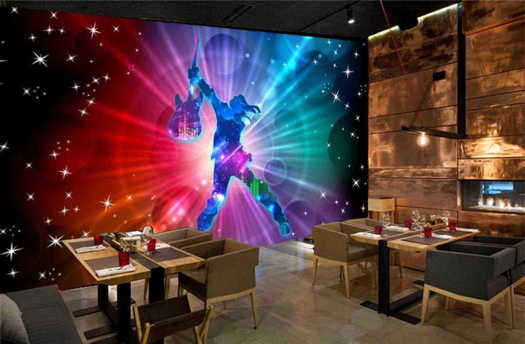 MWZ3476 Singer Guitar Stars Music HD 3D Wallpaper for Disco Club Karaoke[12 ft x 9 ft] / [366 cm x 274 cm]