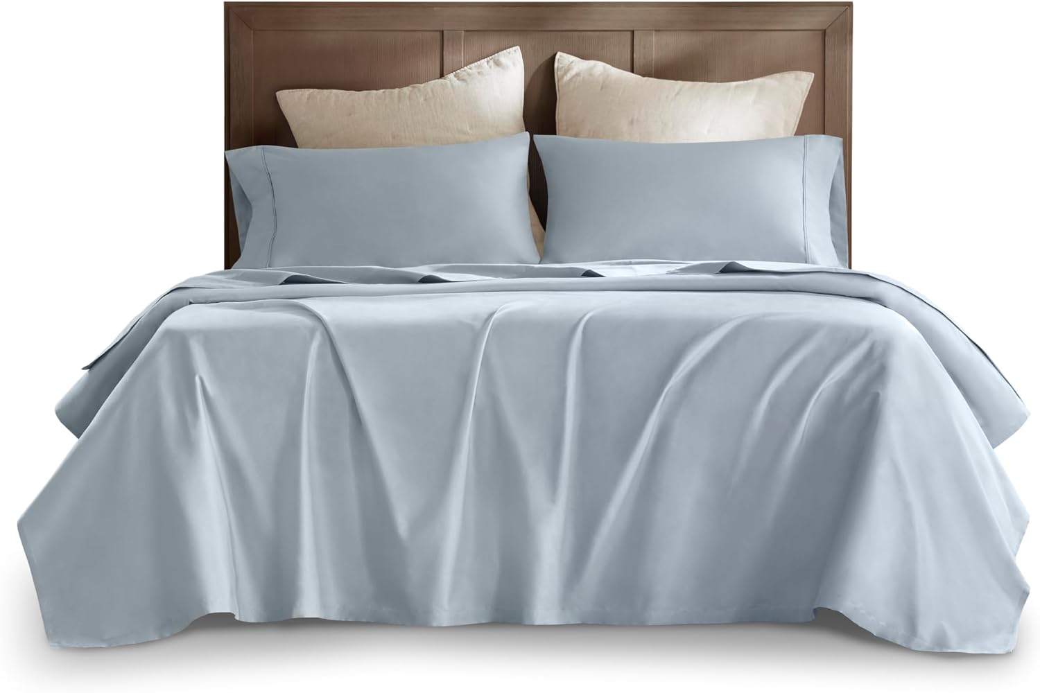 Harbor House Luxury 100% Egyptian Cotton Sheet Set, 400 Thread Count Sateen Weave, Soft & Breathable Bed Sheets with Deep Pocket, 4-Piece Queen Bedding Set, Blue