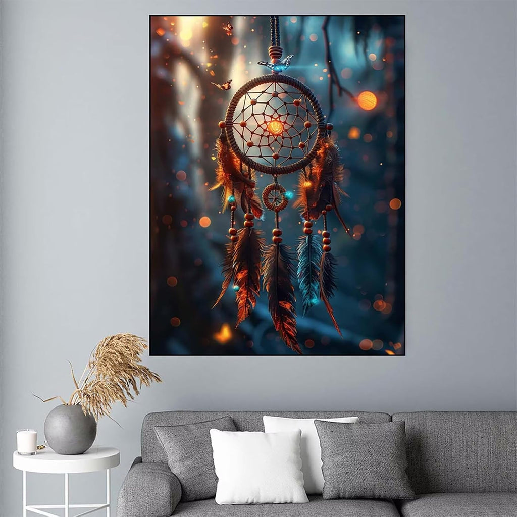 Diamond Art Dream Catcher Diamond Painting Butterfly Dimond Art Painting for Adults Beginners, 5D Crystal Gem Crafts Mosaic Kits for Adults Hobbies for Women, Room Decor, 40 X 54 Inch Canvas -n6WO