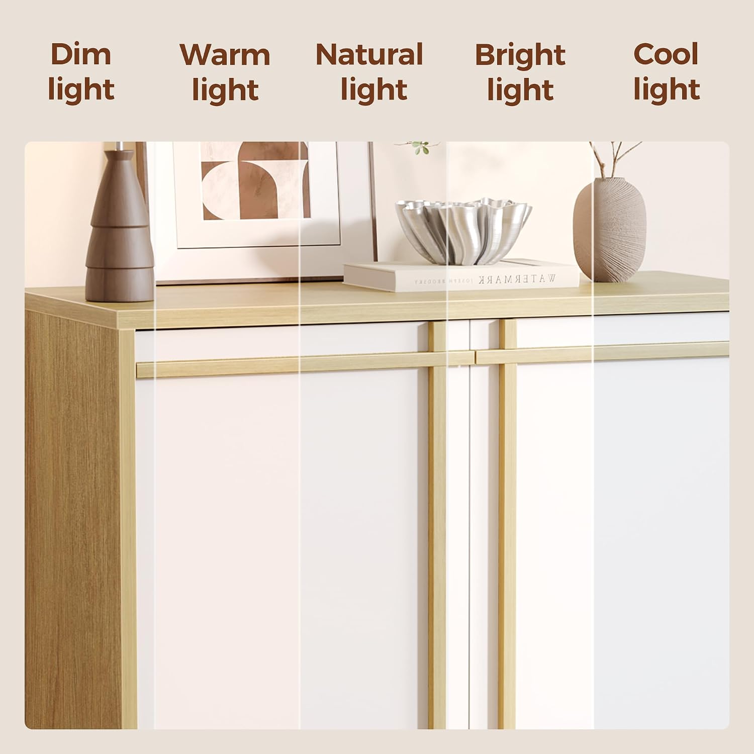 Sideboard Buffet Cabinet with Storage, Adjustable Shelf, Wooden Mid Century Accent Coffee Bar Cabinet for Living Room, Kitchen, Entryway, Hallway