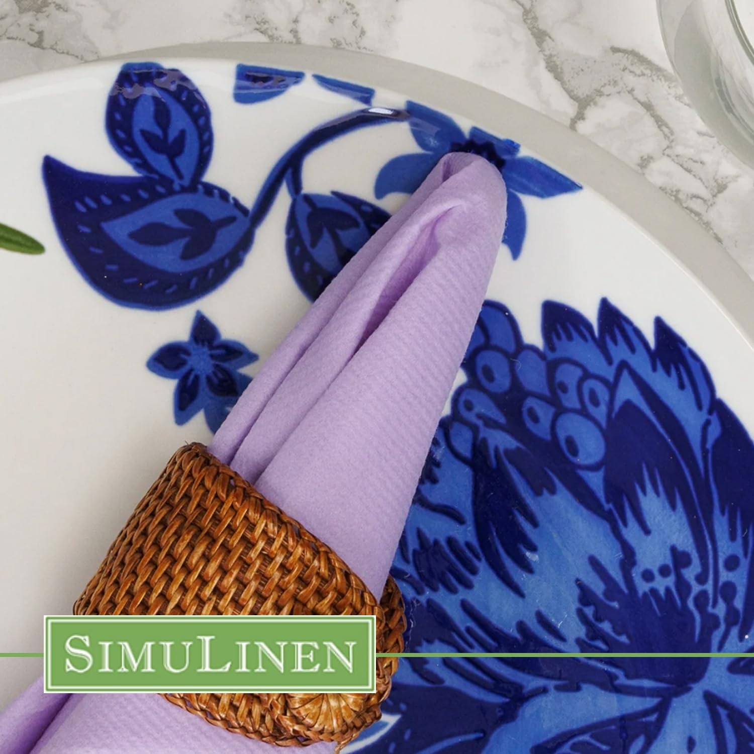 SimuLinen Purple or Lavender Linen Feel Dinner Napkins - Cloth-Like, Kosher Disposable Napkins for Weddings, and Showers, 16'x16', Box of 300