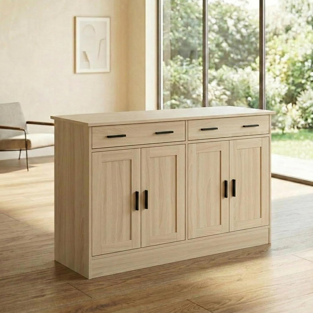 Anystyle 53' Oak Buffet Cabinet with Storage, Kitchen Sideboard Buffet Server with 2 Drawers & 4 Doors, Modern Coffee Bar Cabinet Credenza for Dining Room, Living Room, Hallway