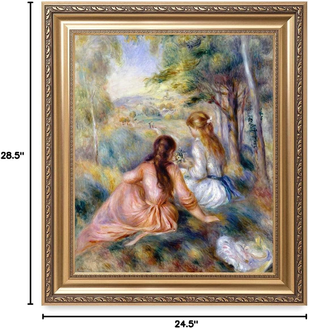 DECORARTS In the Meadow by Pierre -Auguste Renoir Giclee Prints Framed Art for Wall Decor. Framed Size: 30x26