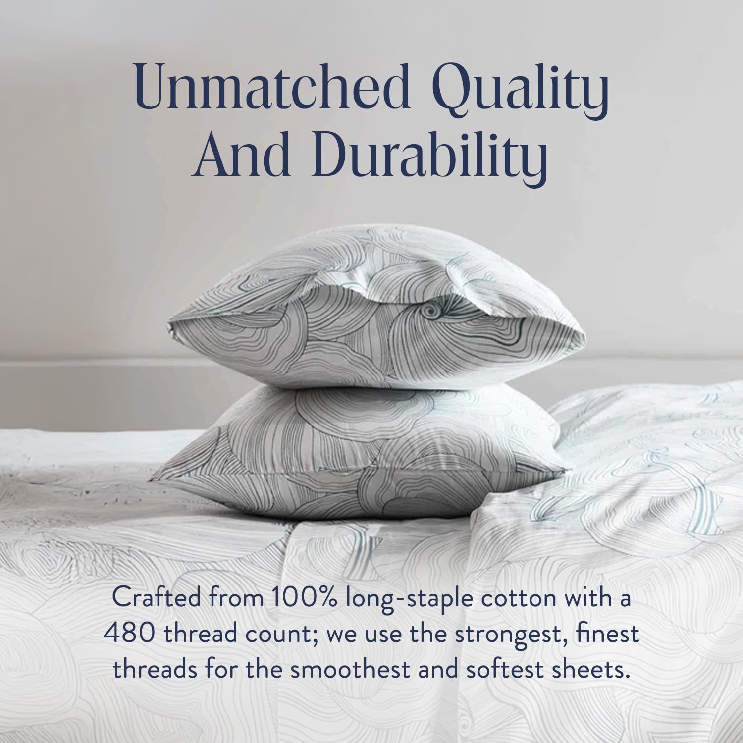 Brooklinen Luxury Sateen Duvet Cover - 100% Cotton, King/California King Size in Oyster Blue with Extra-Long Corner Ties and Button Closure - Best King/Cali King Duvet Covers