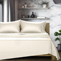 TEXAS LINEN CO. 100% Egyptian Cotton Queen Sheets Set - Luxury 1200 Series Star Sleepin' Collection Egyptian Cotton Sheets Queen Size (4 PC, Ivory), 17' Deep Pocket, Cooling Sateen Hotel Bedding Set