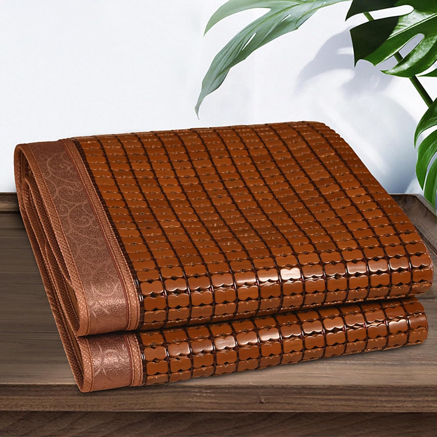 Summer Bamboo Sleeping Mat, Breathable Mattress Topper Pad Single/Twin/Full/Queen/King Size, Folding Sleeping Mattress Quick Cooling Bed for Home School