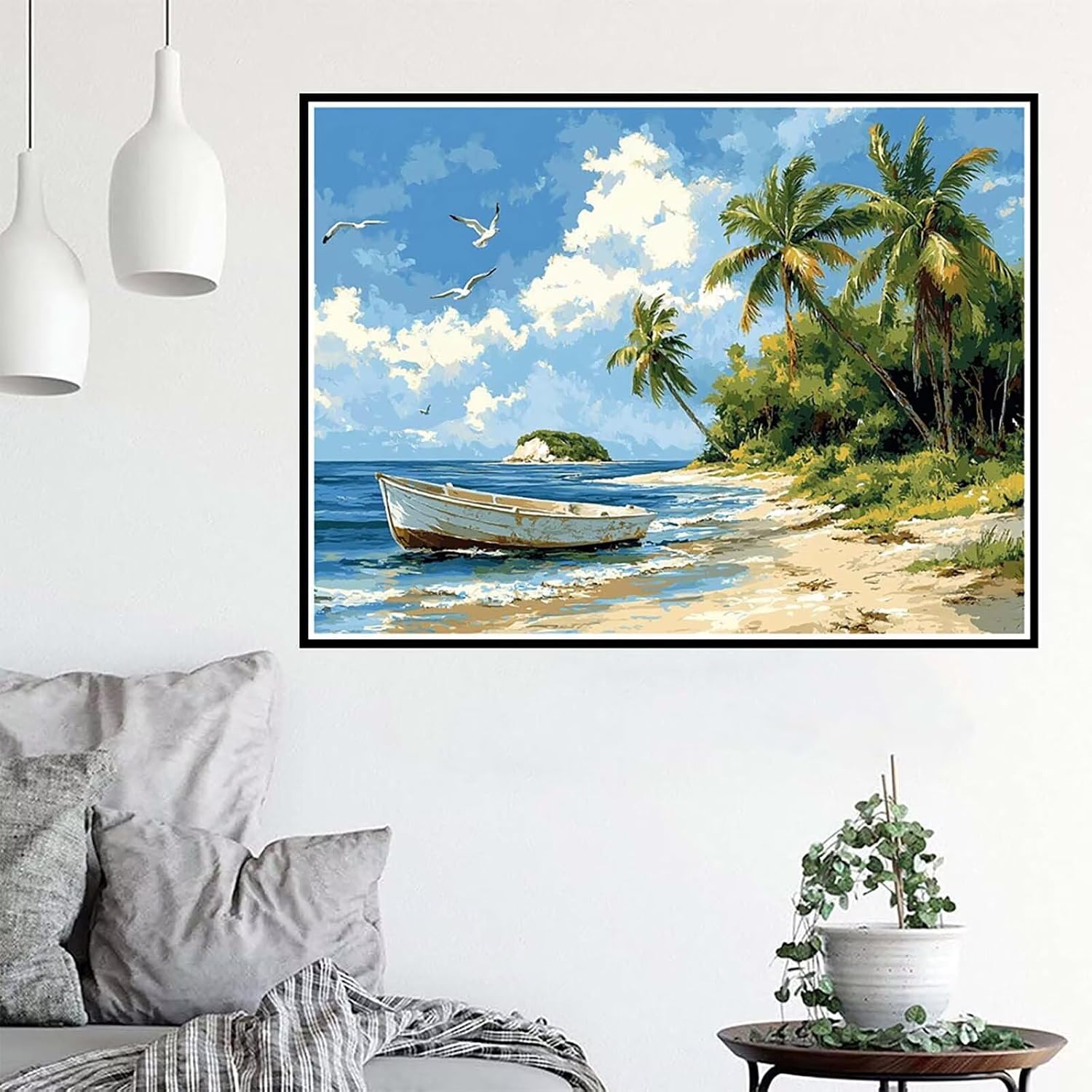 Beach Diamond Art Kits for Adults, Ocean Diamond Painting Large 48x36inch, 5D DIY Gem Art Crafts for Adults Mosaic Kits, Full Drill Round Dimond Dots Crystal Paintings for Home Wall Decor -zjn25011EC