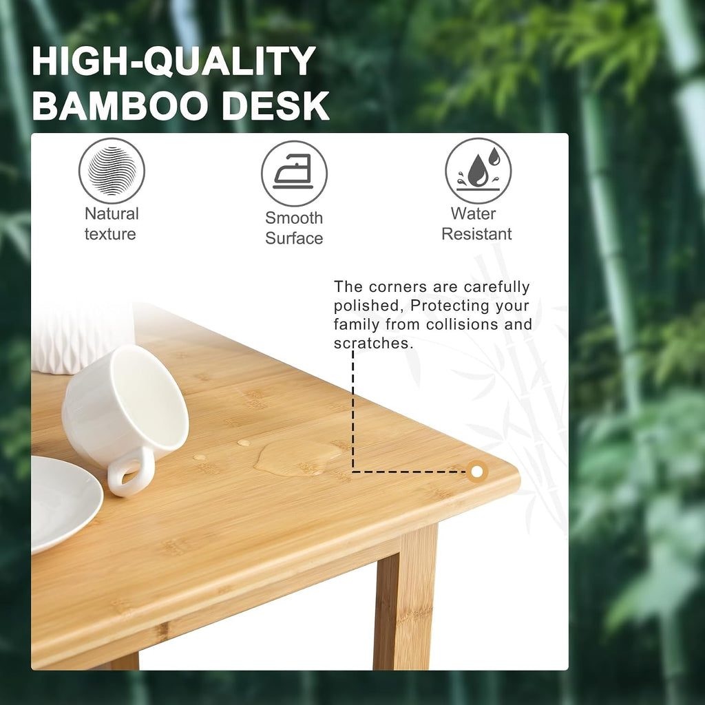 Nnewvante 47 Inch Computer Desk, Bamboo Writing Desk, Modern Simple Work Desk for Home Office, Gaming Desk Study Table