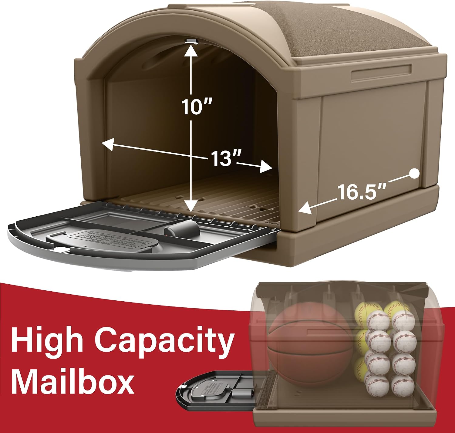 Simplay3 USPS T4 Extra Large Capacity XL Mailbox and Post Cover with Durable Double-Wall Construction, Weather-Resistant Design, Driftwood, Made in the USA