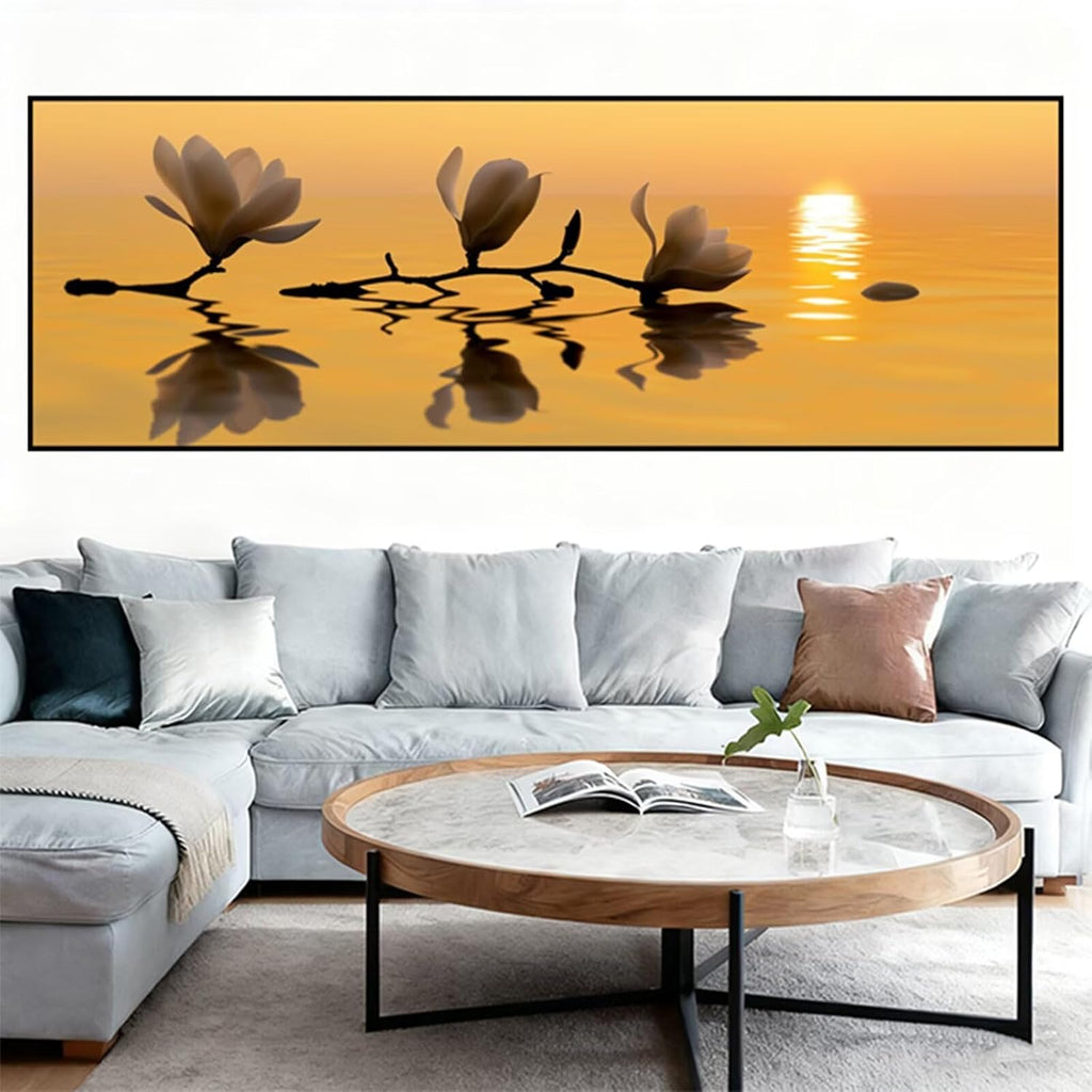 Diamond Painting Orchid Diamond Art Kits for Adults, Dimond Art Painting Sunrise Mosaic Kits for Beginner, DIY Full Square Drill Large Gem Arts and Crafts Paintings, Home Wall Decor 84x28 Inch Z4-537