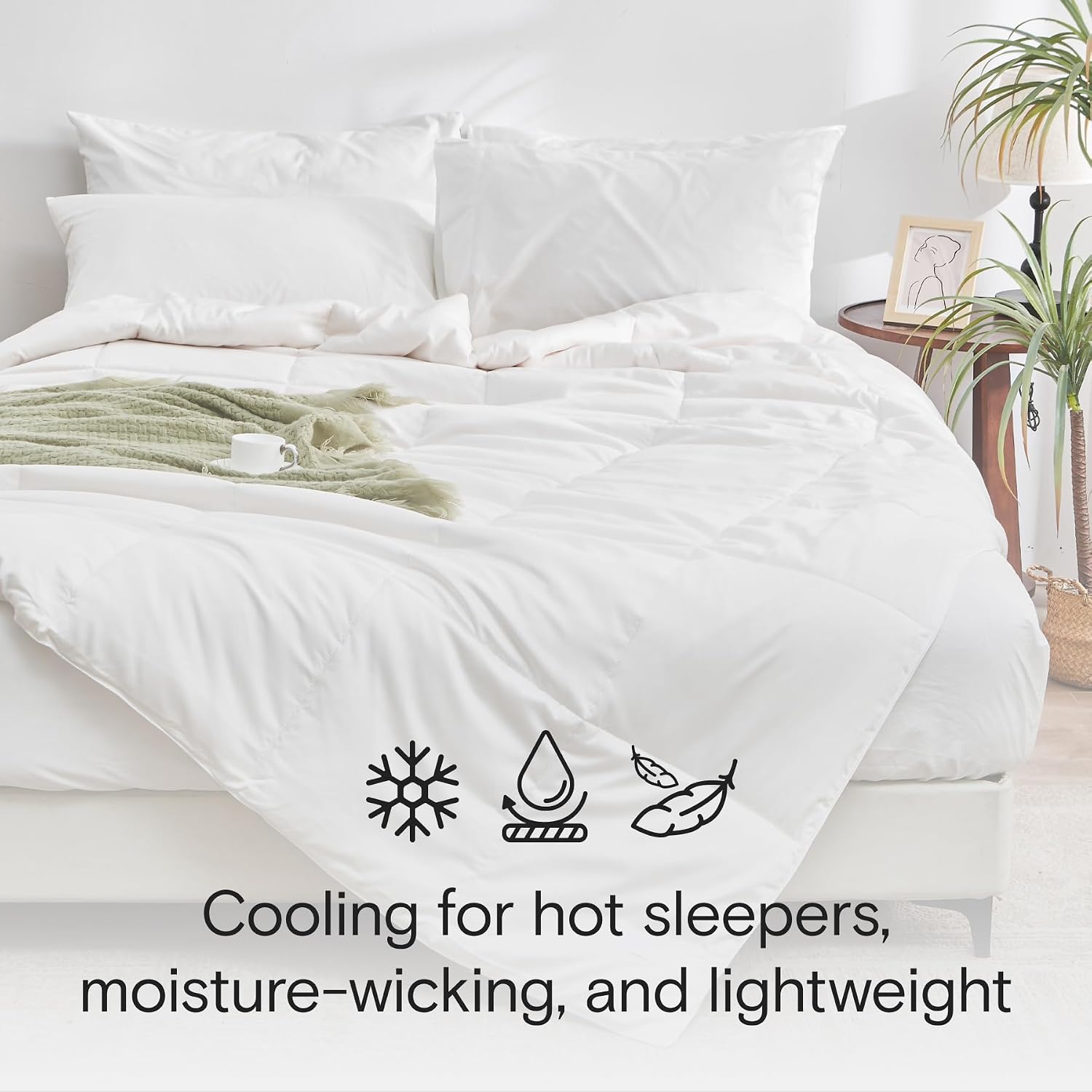 DOZ All Season Cooling Comforter, 100% Viscose Derived from Bamboo, Breathable, Lightweight, Soft, Down Alternative Duvet Insert, 8 Loops, 106'x90' (King/Cal King)