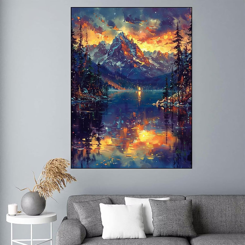 Diamond Art Mountain Diamond Painting Landscape Dimond Art Painting for Adults Beginners, 5D Crystal Gem Crafts Mosaic Kits for Adults Hobbies for Women Gifts, Room Decor, 40 x 54 Inch Canvas -zjn26C5